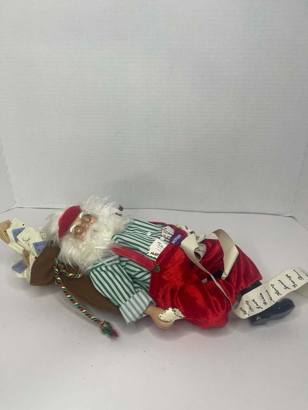 PDL Animated Motion Snoring Christmas Santa Doll With Letters Bag Used-Good